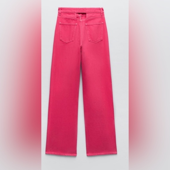 Zara Jeans New Zara Pink High Rise Jeans W White Seams Sexy Cutouts